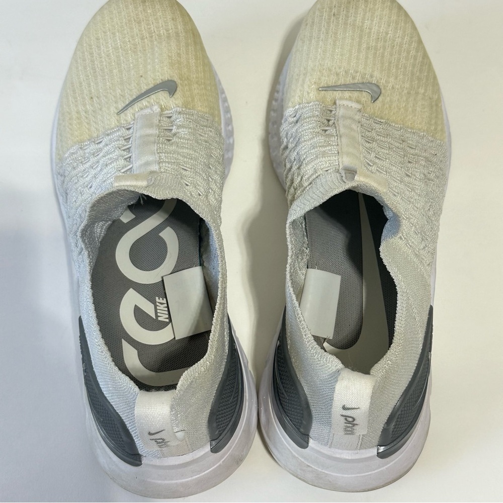 Nike React Phantom Run Flyknit 2 White Silver running pull on sneakers - Picture 7 of 12
